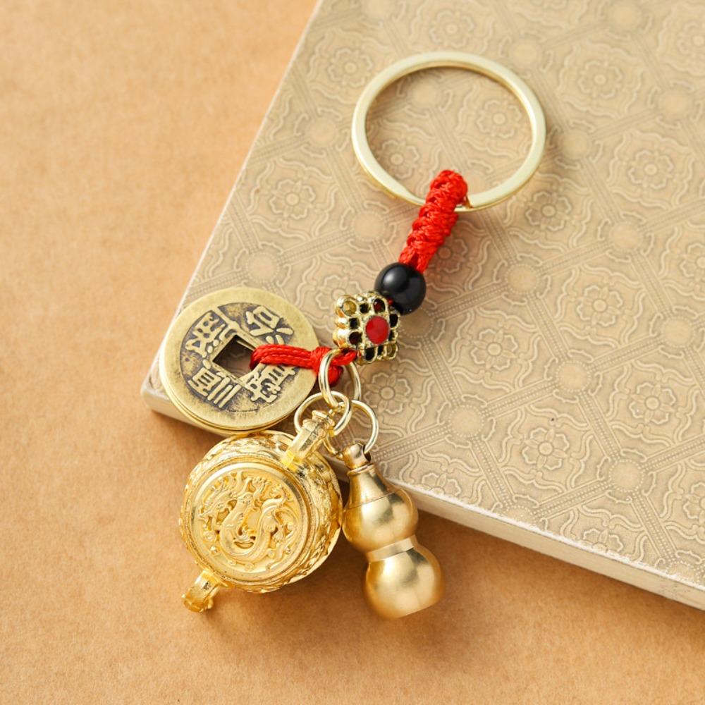 Латунные монеты в китайском стиле, кулон на удачу, медный брелок для ключей от машины, украшение на рюкзак