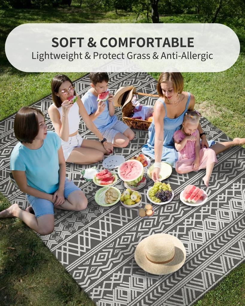 Уличный ковер Водонепроницаемый 5x8 Уличный коврик для патио Реверсивный ковер из пластиковой соломы