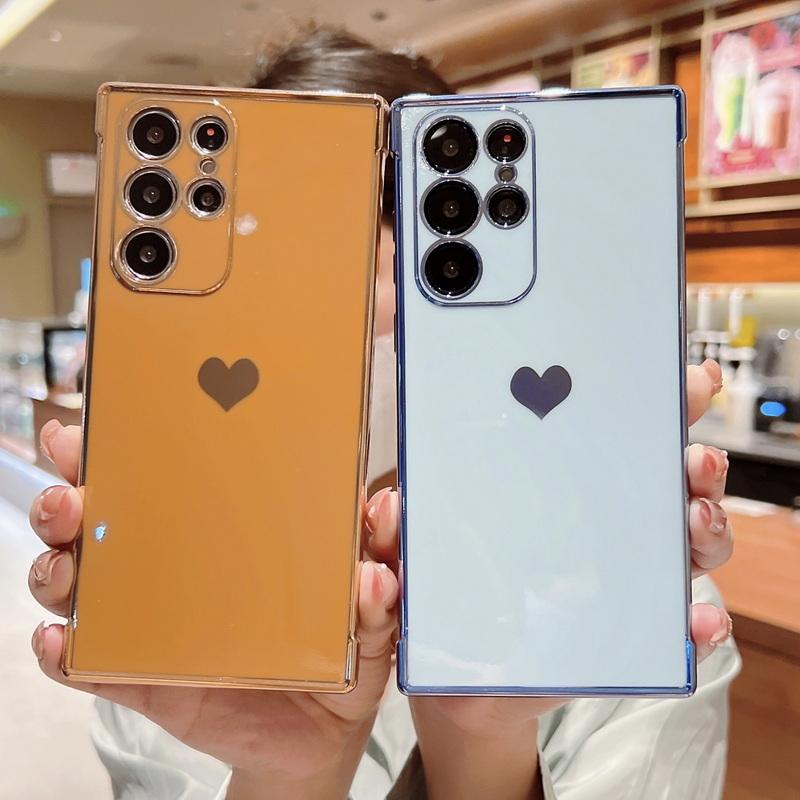 Для Samsung Galaxy A16 A55 A35 S25 S24 FE S23 S21 FE A13 5G A33 A52 A53 S20 S22 FE PLUS ULTRA боковой центральный чехол с сердечком из ТПУ