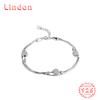 Lindon Women Zircon 925 Sterling Silver Jewelry Geometric Bead Chain Link Bracelet Fashion Fine Wedding Gift for Girlfriend