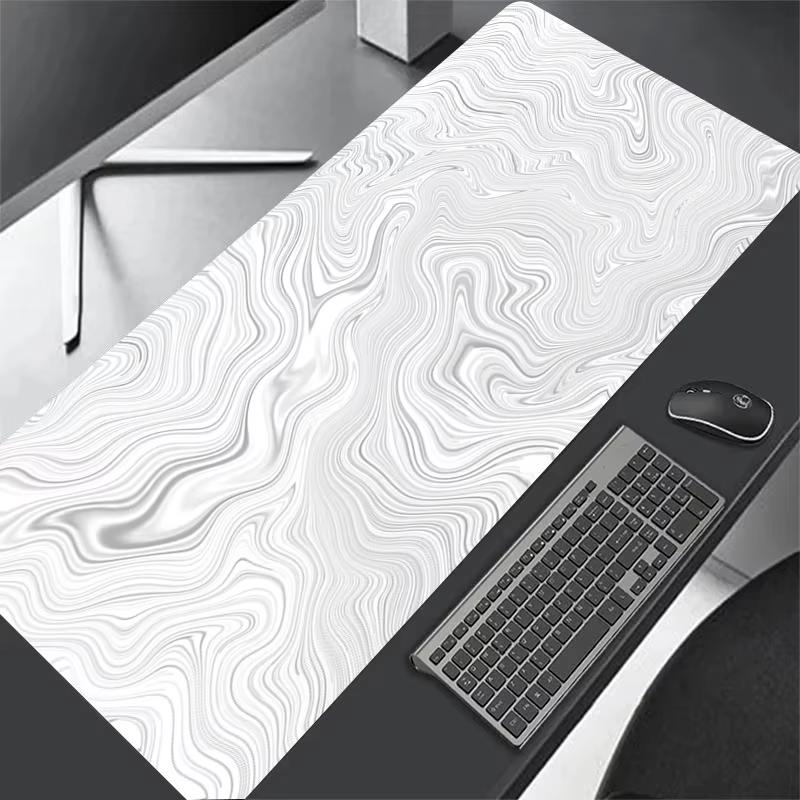 Black White Contour Line Gaming Mouse Pad Waterproof Nonslip Desk Mat