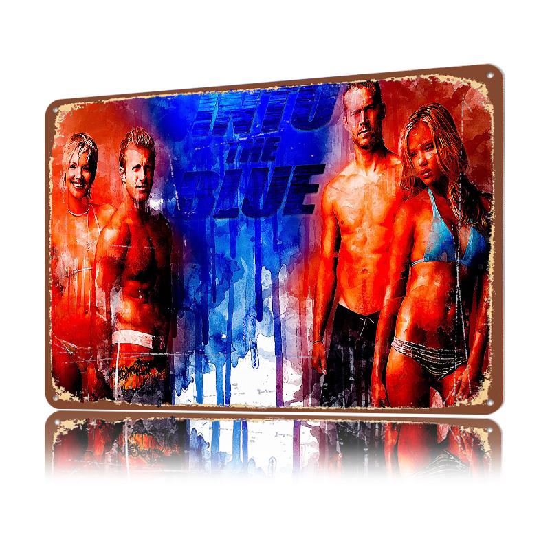 Into the Blue Personalized D Textured Metal Poster Wall Art Tinplate Sign for Home Decor Living Room Decoration Gaming House