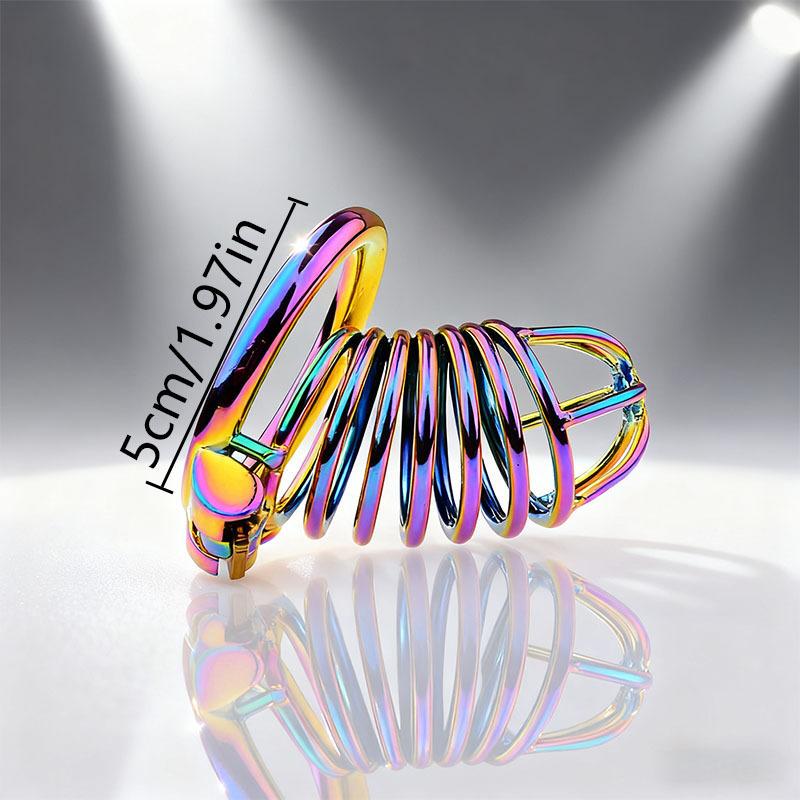 Colorful Metal Chastity Cage Male Small Cock Cage Device Erotic Urethral Lock Penis Ring Adult Sex Toy for Men Gay Bondage Belt