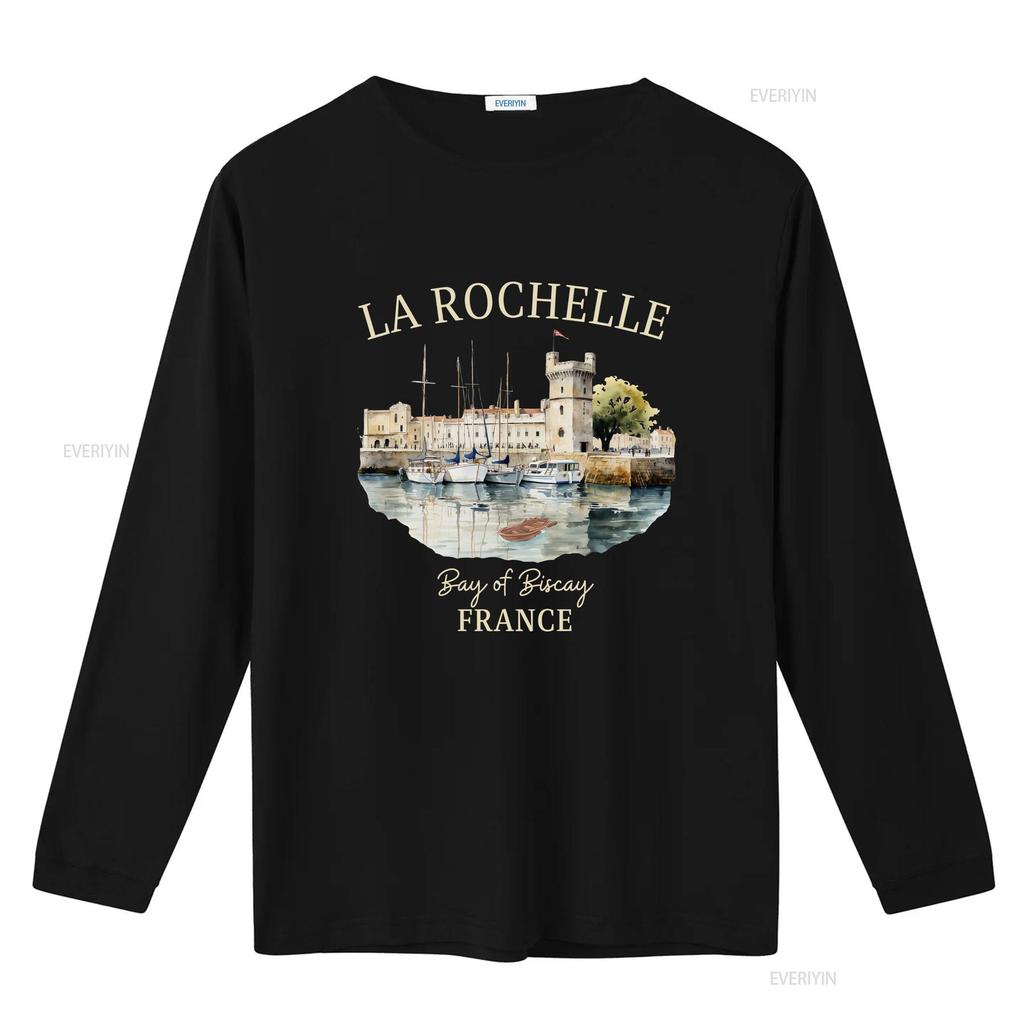 Футболка La Rochelle Мягкая Одежда для Отпуска во Франции Сувенир винтажная Стиранная Универсальный Топ для Повседневной Носки Эластичный Дышащий