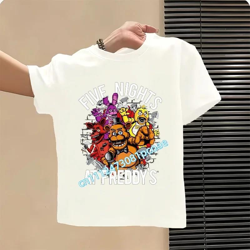 2026 Мультяшные детские футболки Five Nights At Freddys Графическая футболка FNAF Детские повседневные спортивные топы с коротким рукавом Детская одежда