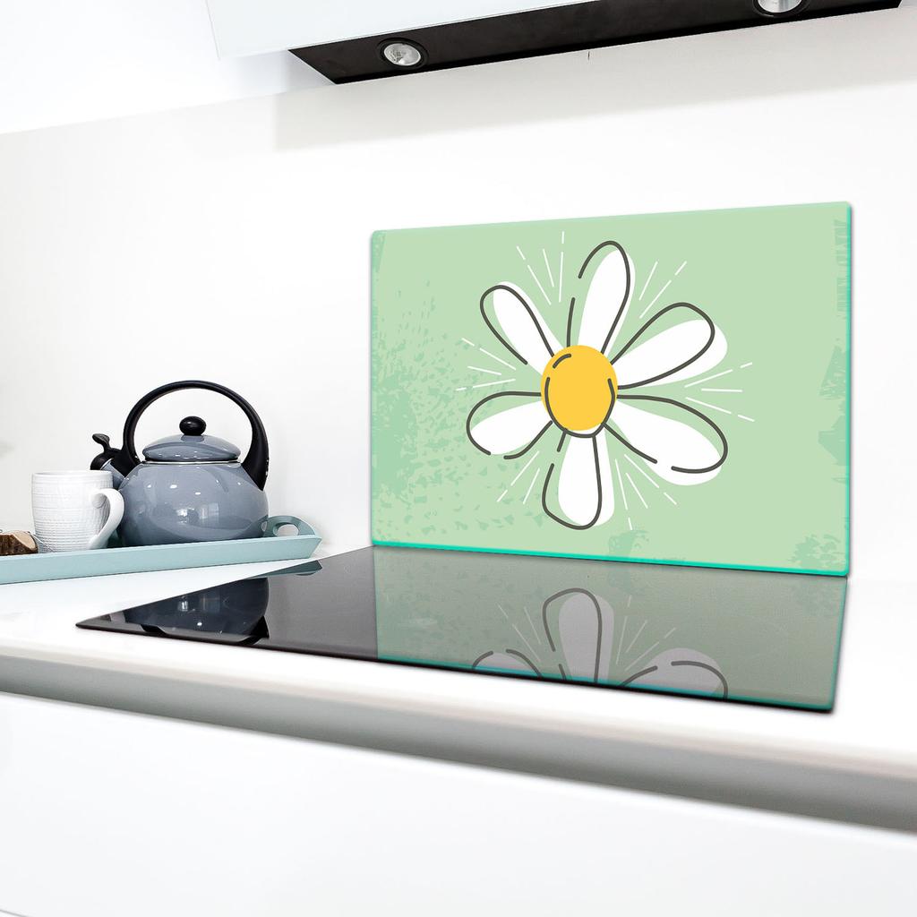GLASS PROTECTIVE PLATE FOR STOVE 80x52 FLOWERS