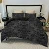 3pcs Skull Flower Duvet Set with Flower Skull Pattern Includes Suitable for All Seasons