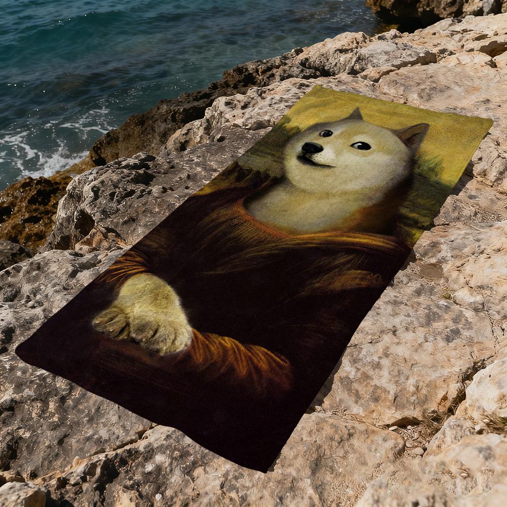M-mona L-lisa funny art Towel Large Quick-Drying Microfiber soft Beach Towel for Travel Fitness Sauna Bathing Camping