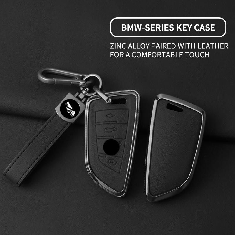 Zinc Alloy Leather Car Key Case For Bmw X1 X3 X5 X6 X7 1 3 5 6 7 Series G20 G30 G11 F15 F16 G01 G02 F48 Protective Accessories