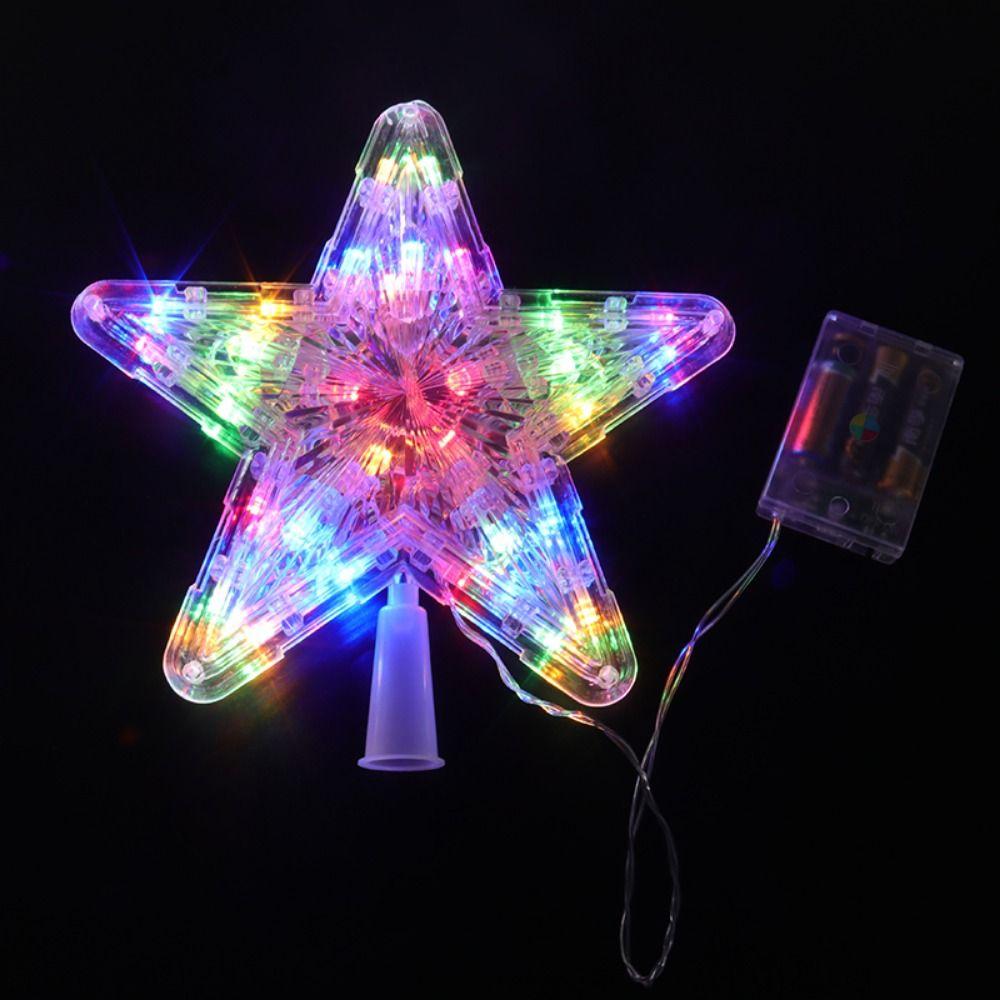 Warm/Colorful/White Light LED Lighted Star Five-pointed Star Xmas Tree Top Ornaments Garden