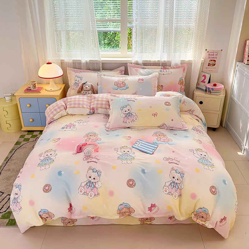 Class A 100% pure cotton four-piece set, bedding, maternal and infant grade, naked sleeping grade, bed sheet, quilt cover, student dormitory three