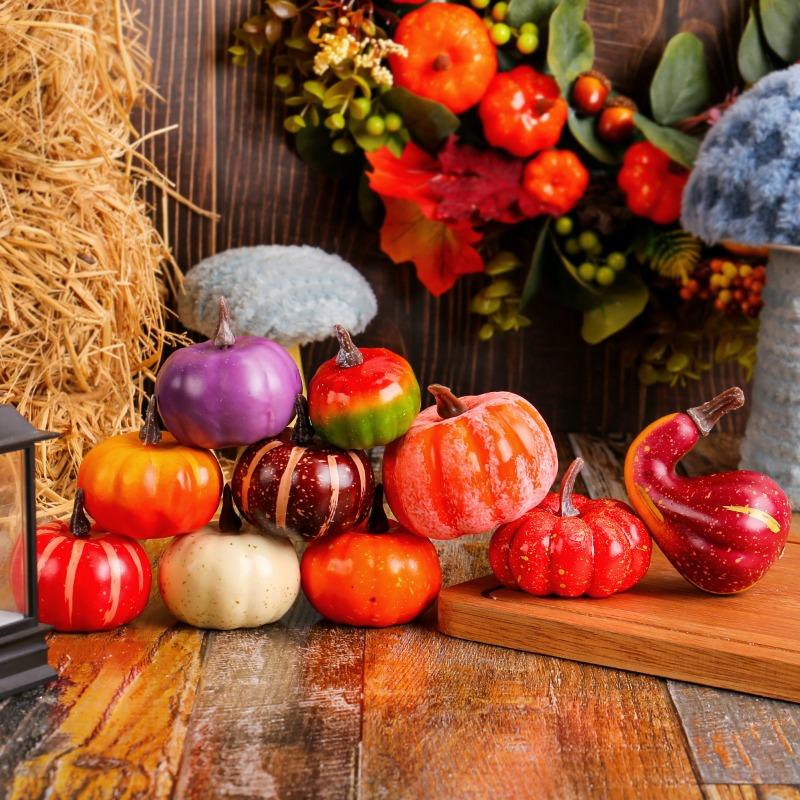 Simulation Vegetables Halloween Harvest Foam Pumpkin Restaurant Window Decorations Thanksgiving Photo Props