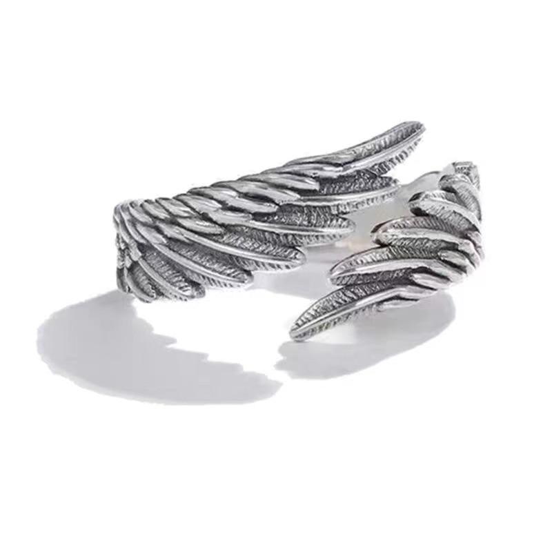 925 Sterling Silver Adjustable Angel Wing Ring