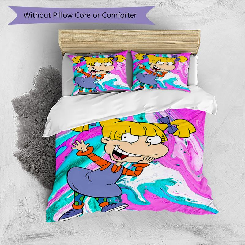 3pcs Rugrats pattern bedding set duvet cover set includes duvet cover &pillowcases, perfect all season bedroom decoration & gift