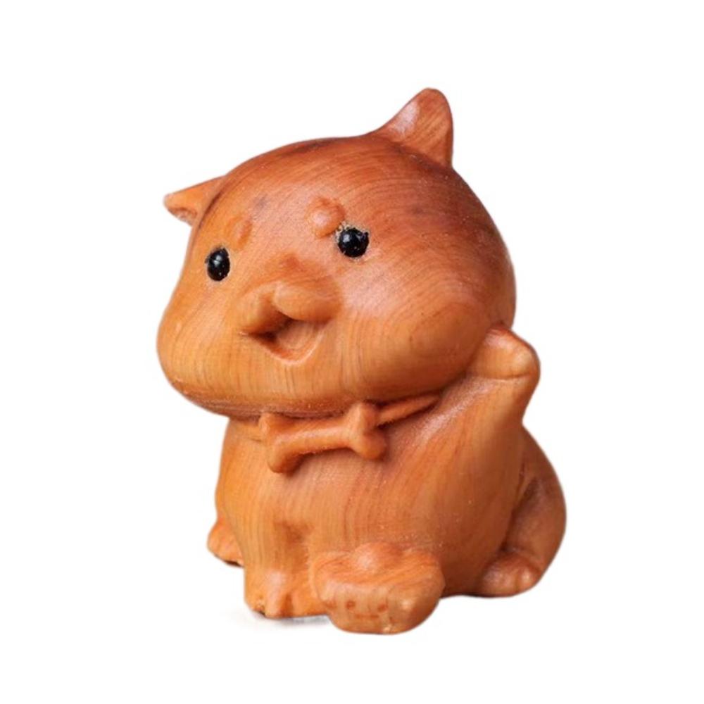 Резьба по дереву Китайский зодиак Поделки Мини Фигурка Украшение для рабочего стола Новое деревянное новогоднее украшение