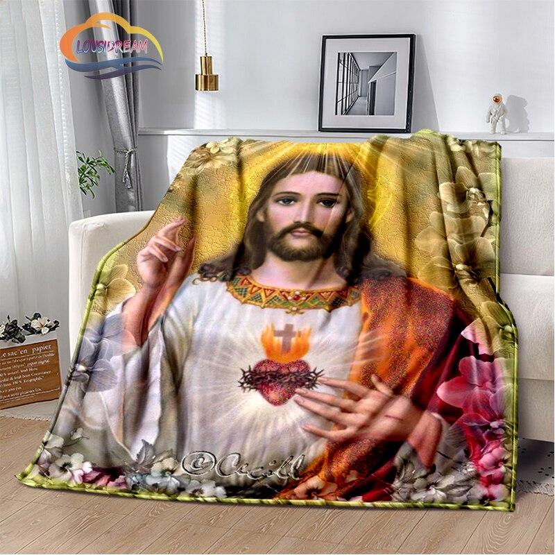 Религиозное кашемировое одеяло с изображением Иисуса, 3D-принт, покрывало с изображением Христа, фланелевое одеяло, серия Девы Марии-Иисуса, удобное домашнее одеяло