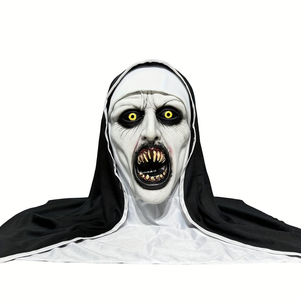 QUALTEUS Fashionable Nun Latex Mask - Hand Washable, Halloween Horror Role Playing Accessory