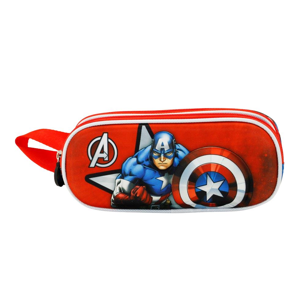 Piórnik Dwukomorowy Szkolny Marvel Kapitan Ameryka Czerwony 22X10X8Cm