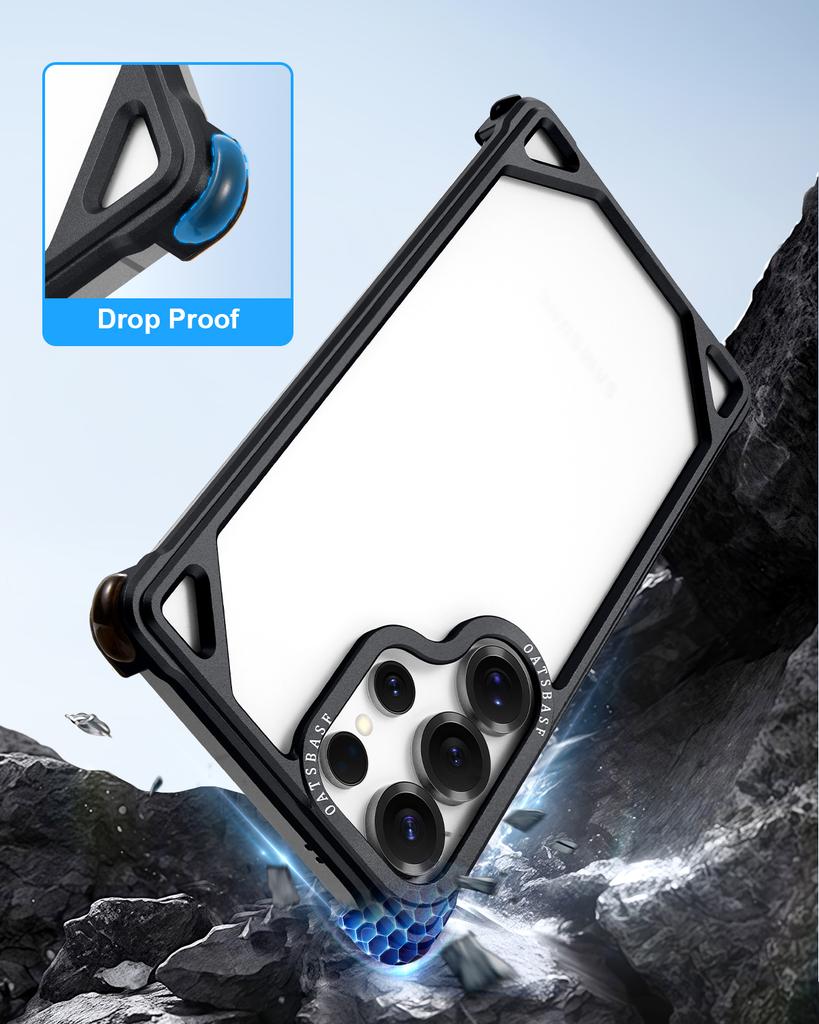 Oatsbasf Metal Frameless for Samsung Galaxy S25 Ultra Phone Case Minimalist Bumper Ultra-thin Protective Cover Wireless Charging