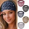 Floral Lace Headband with Crystal Bead Wide Elastic Breathable Hair Band for Women Fashion Hair Accessories Casual Party Wedding