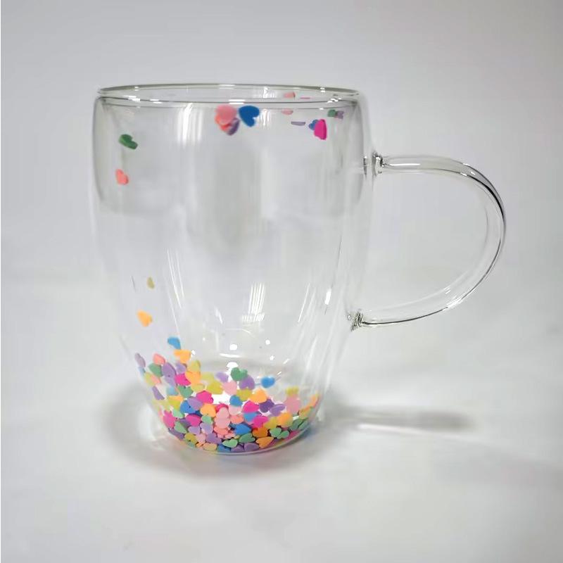 Двухслойная термостойкая стеклянная кофейная кружка с ручкой