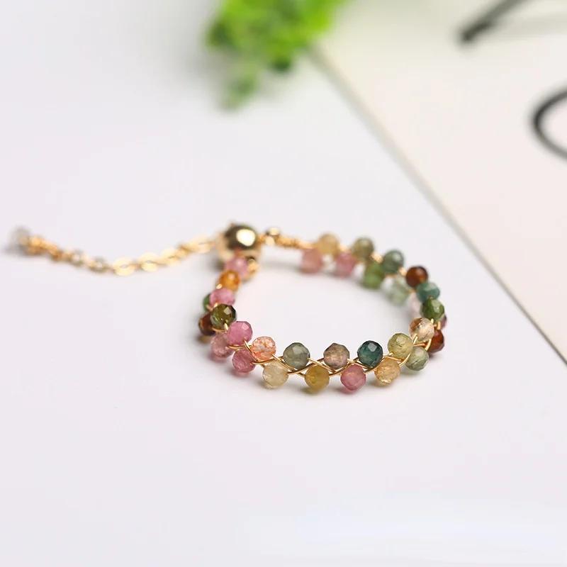 Natural Crystal Ring For Women Agate Tourmaline Moonstone Pearl Faceted Adjustable Winding Wire Ring Wedding Jewelry