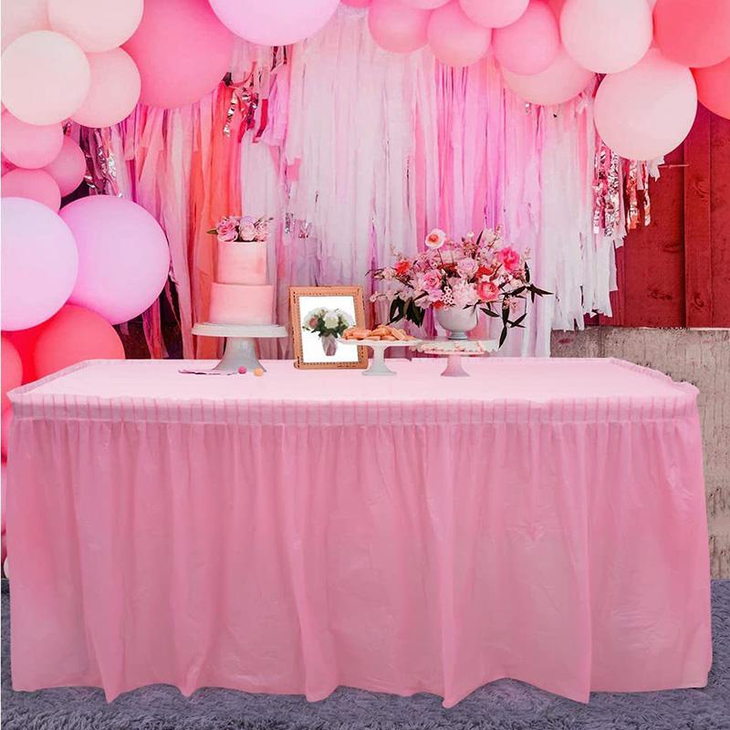 1PC Party Decor PE Table Skirt Disposable Table Cover Tablecloth Birthday Oilproof Rectangle