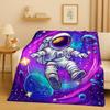 New Cartoon Astronaut Spaceman Planet Flannel Blanket,Ultra Soft Plush Throw for Home Bedroom Bed Sofa Cover Kid Christmas Gift