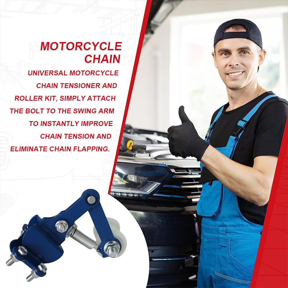 Motorcycle Chain Adjuster with Guide Wheels Pulley Chain Tensioner Iron Motorbike Chain Tensioner for 50cc-500cc ATV Motocross