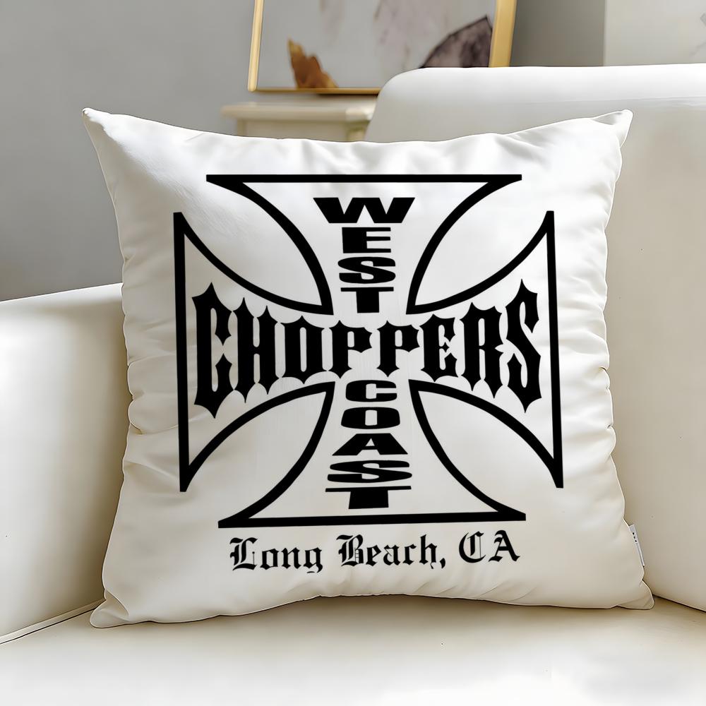 Stylish Wwcc West Coast Choppersiou Cushion Cover Soft EasyWash Pillow Case Versatile for Couch Bed Travel and Office