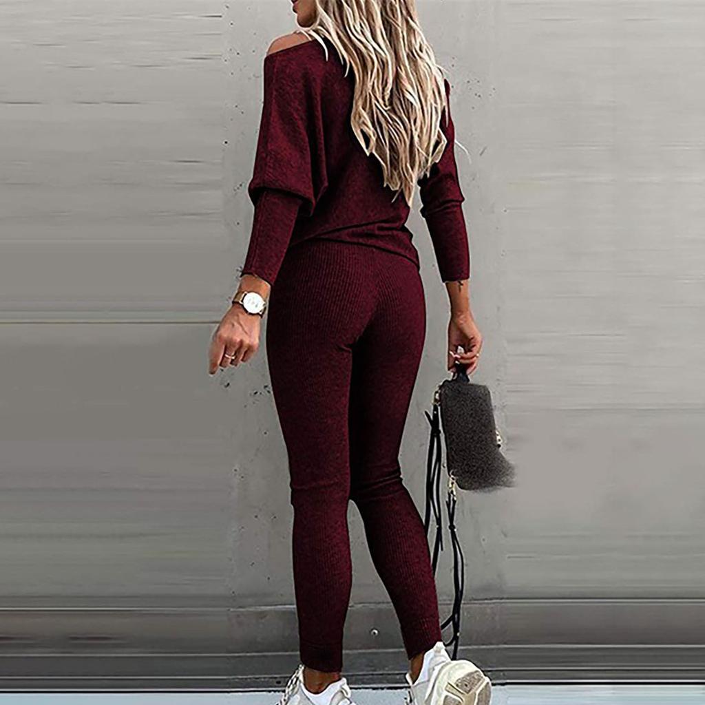 Женские однотонные спортивные костюмы, топы с длинными рукавами, брюки, костюм