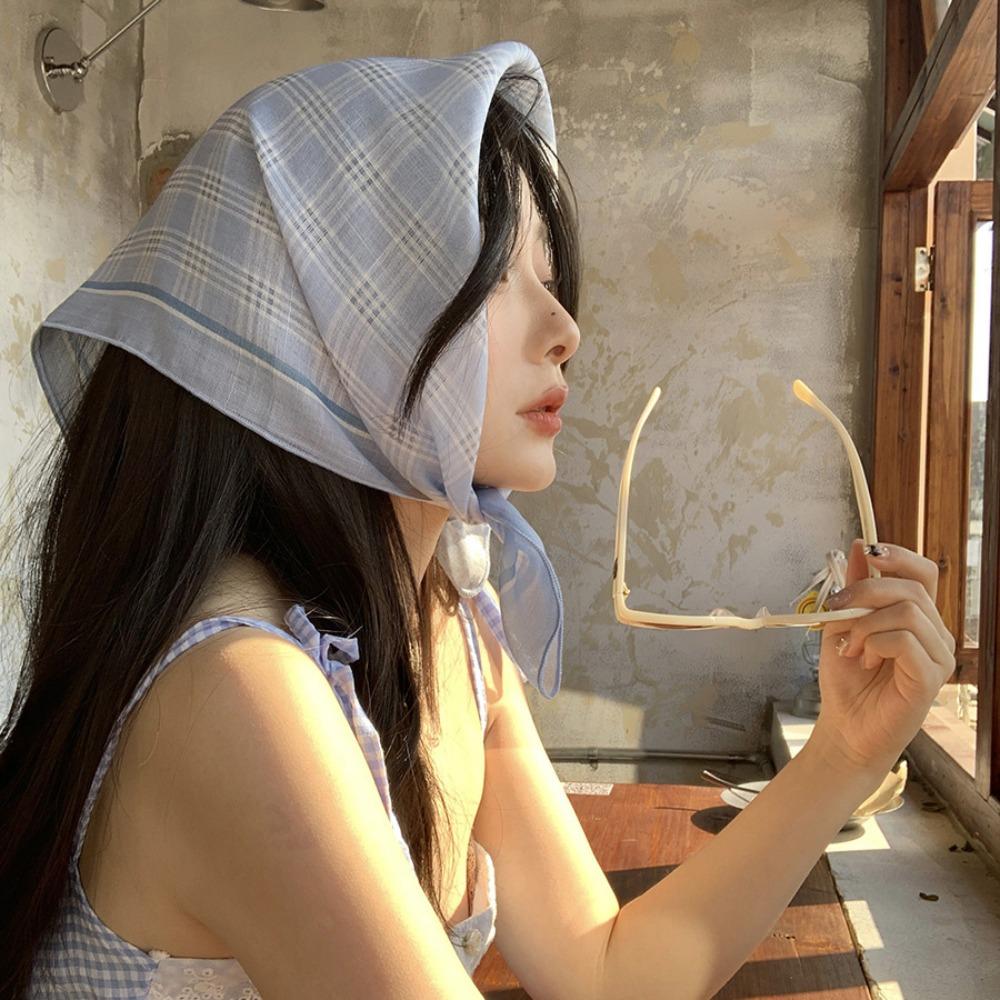 Шелковый летний треугольный платок в пасторальном стиле женская повязка для волос винтажный свежий цветочный ободок для путешествий