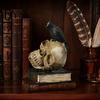 Жуткий книжный стеллаж Декоративные фигурки Хэллоуин Череп Статуя, Готическая Ворона и Книга Скульптура, Декоративная фигурка Статуя из смолы для дома Вечеринки Стола