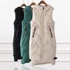 Autumn and Winter Down Cotton Vest Long Over The Knee Cotton Hooded Vest Sleeveless Thermal Vest with Camisole for Women