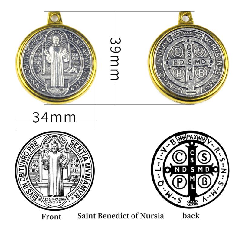 Saint Benedict Medal Pendant Necklace Exorcism Charms Protection From Evil Jewelry Gift