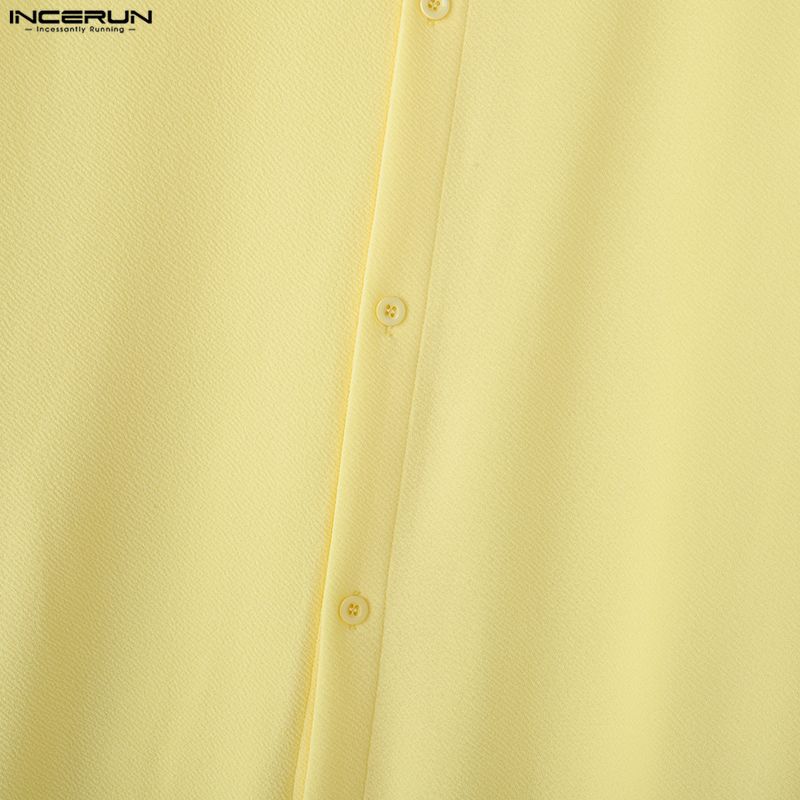 INCERUN Мужские кардиганы с лацканами, длинными рукавами и высокими разрезами, повседневные длинные пальто