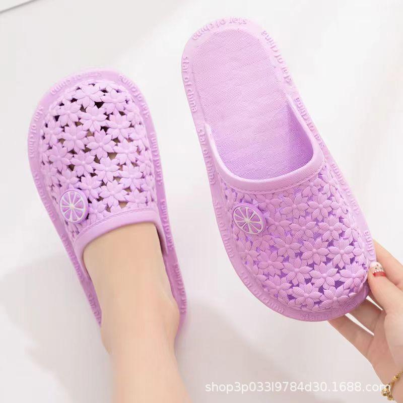 New Fashion Women's Bag Head Cool Slippers Hole Shoes Home Bathroom Outdoor Beach Non-slip and Wear-resistant Zero