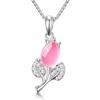 Pastoral style exquisite pink crystal hibiscus rose pendant necklace for women, inlaid with diamonds, blooming flowers, pink crystal flowers and