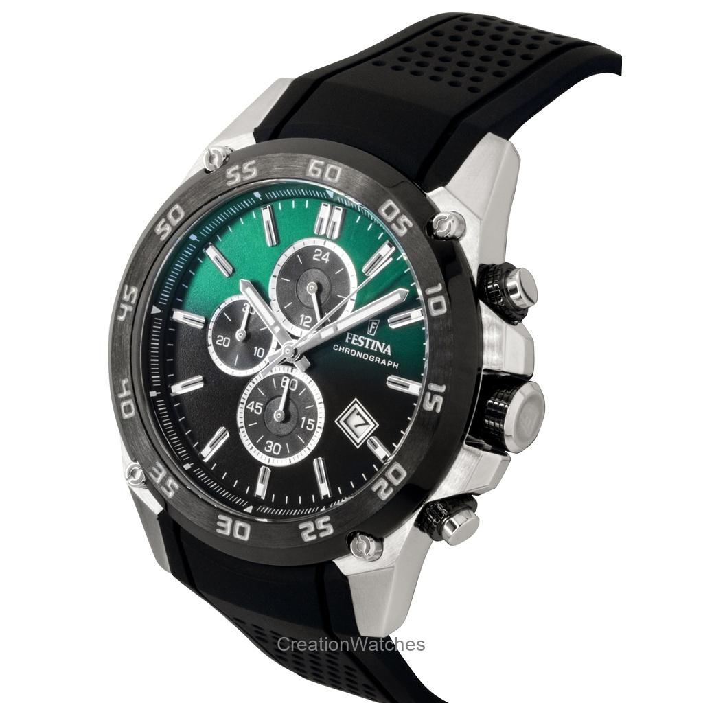 FESTINA The Originals Chronograph Rubber Strap Green Dial Quartz F20330-B 100M Men's Watch