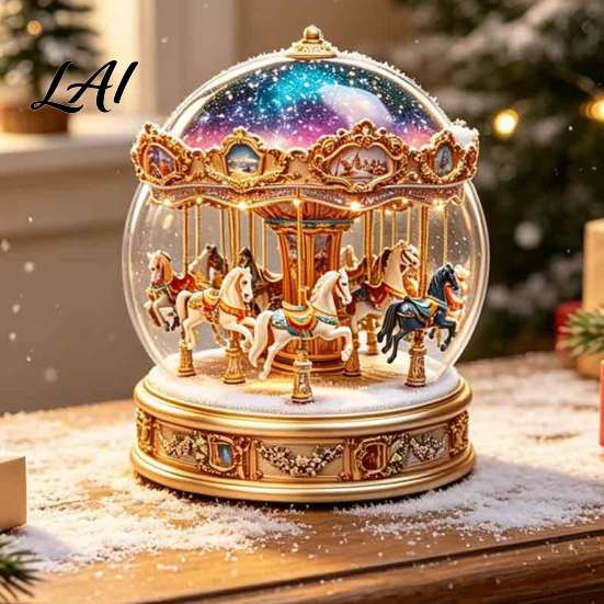 Lightweight Acrylic Holiday Gift Christmas Crystal Ball Figurine 2D Winter Cottage Carousel Transparent Igloo Ornament Tabletop Ornaments for