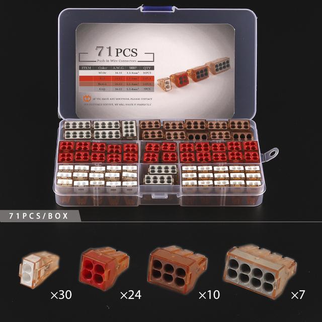 Boxed Quick Wire Connectors  2/4/6/8 Pin Boxed Push In Cable Plug-in Wiring Cable Conductor  Terminal Block  AWG 16-12