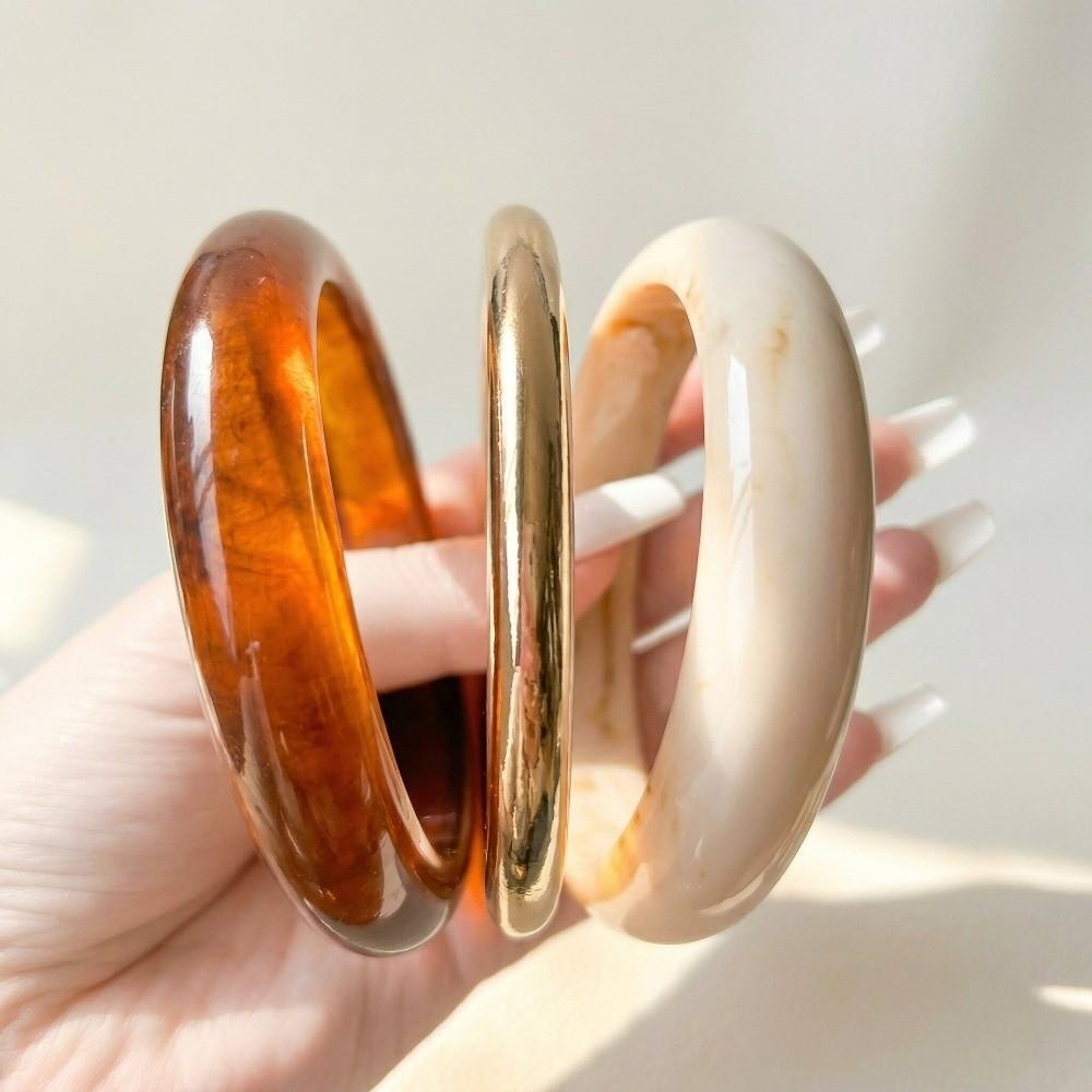 3/4 Pcs Smudged Thin Resin Bracelet Set Marble Pattern Cuff Bracelet Set New Round Bangles Gifts