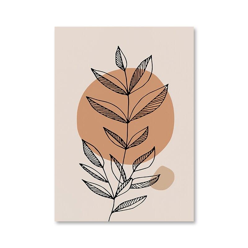 Абстрактные геометрические линии листьев, современные постеры, холст, картина, настенная художественная печать, картина для спальни, гостиной, интерьера, домашнего декора