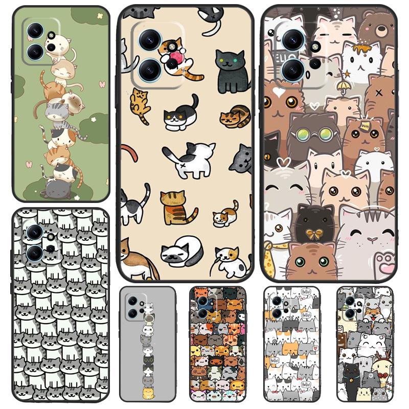Funny Cute Cats Case For Xiaomi Redmi Note 12 11 10 8 9 Pro 9S 10S 11S 12S Cover For Redmi 12 9C 10C 12C