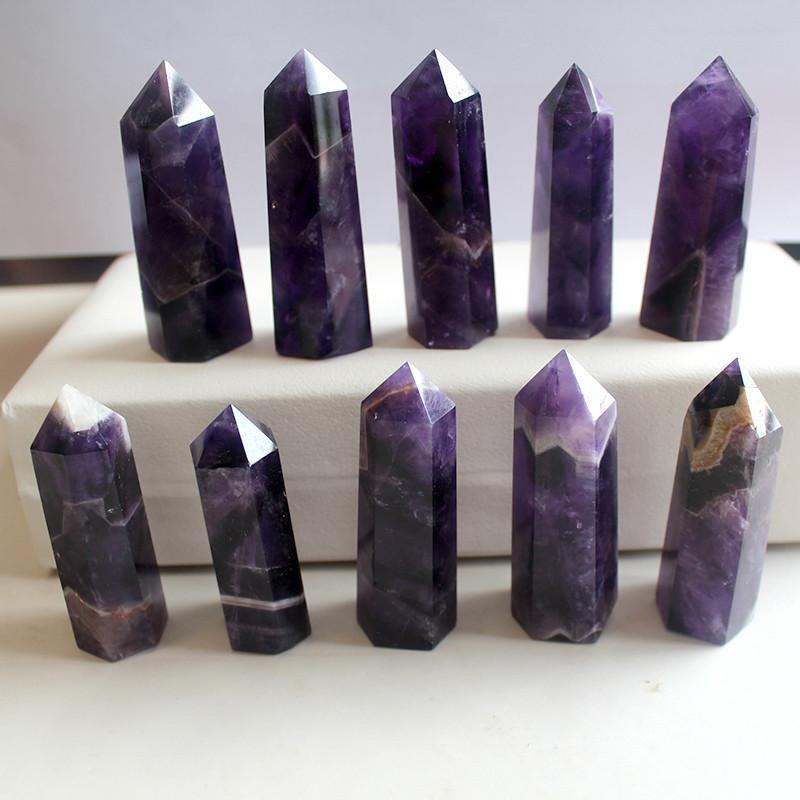 Exquisite Natural Purple Dream Amethyst Quartz Crystal Stone Point Hexagonal Wand