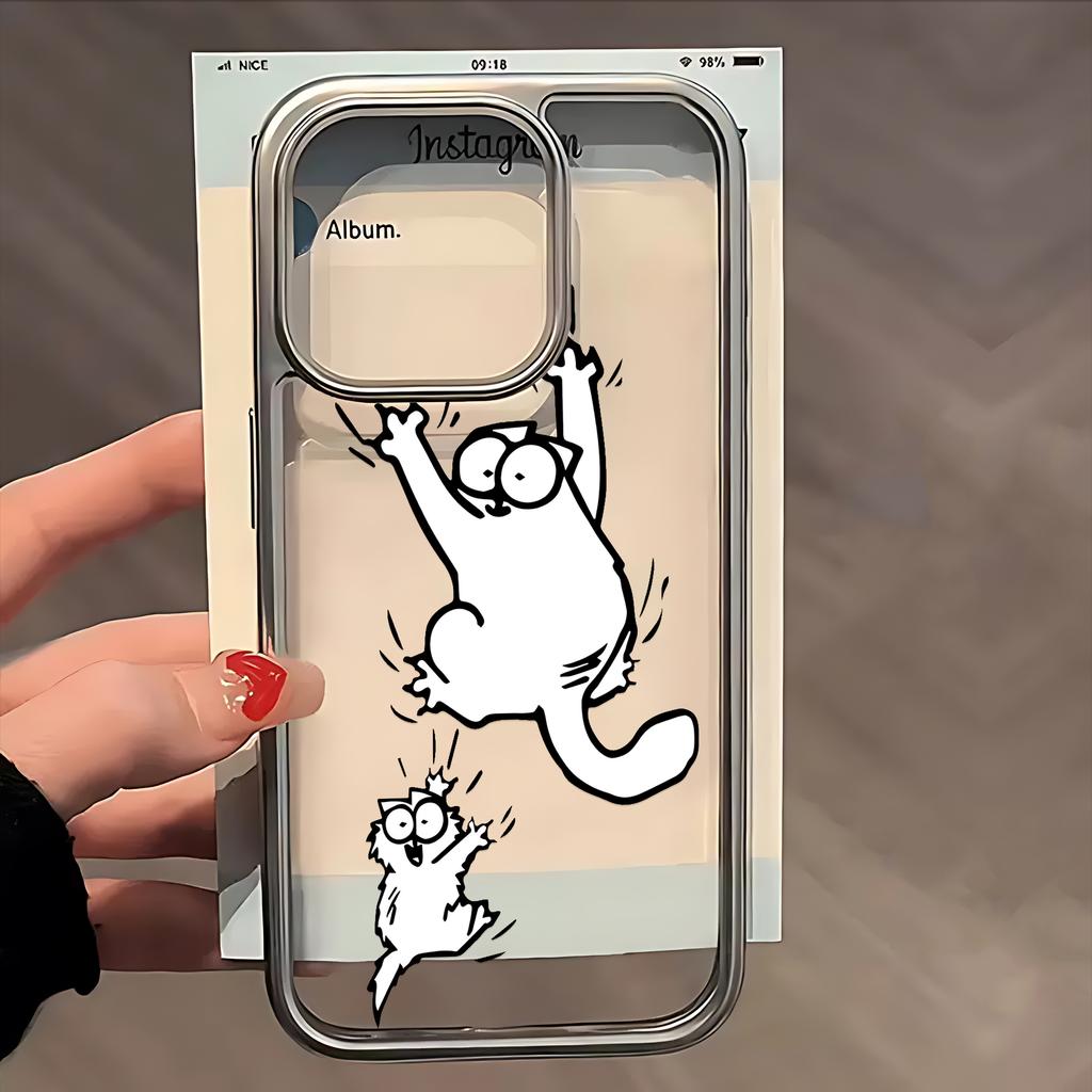 Cute S-Simons-Cat Phone Case for iPhone 17 16e 16 15 14 13 12 11 Air Pro Max X XR XSMAX 8 7 Plus Luxury Clear Soft Back Cover