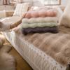 Velvet Hem Decor Thicken Imitation Rabbit Fur Plush Sofa Slipcover Non-slip Sofa Towel Couch Cushion Cover for Living Room