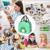 Kawaii Green Frog Lunch Bento Bag Insulated Lunch Box Reusable Waterproof Lunch Bag with Front Pocket for Travel Office Picnic