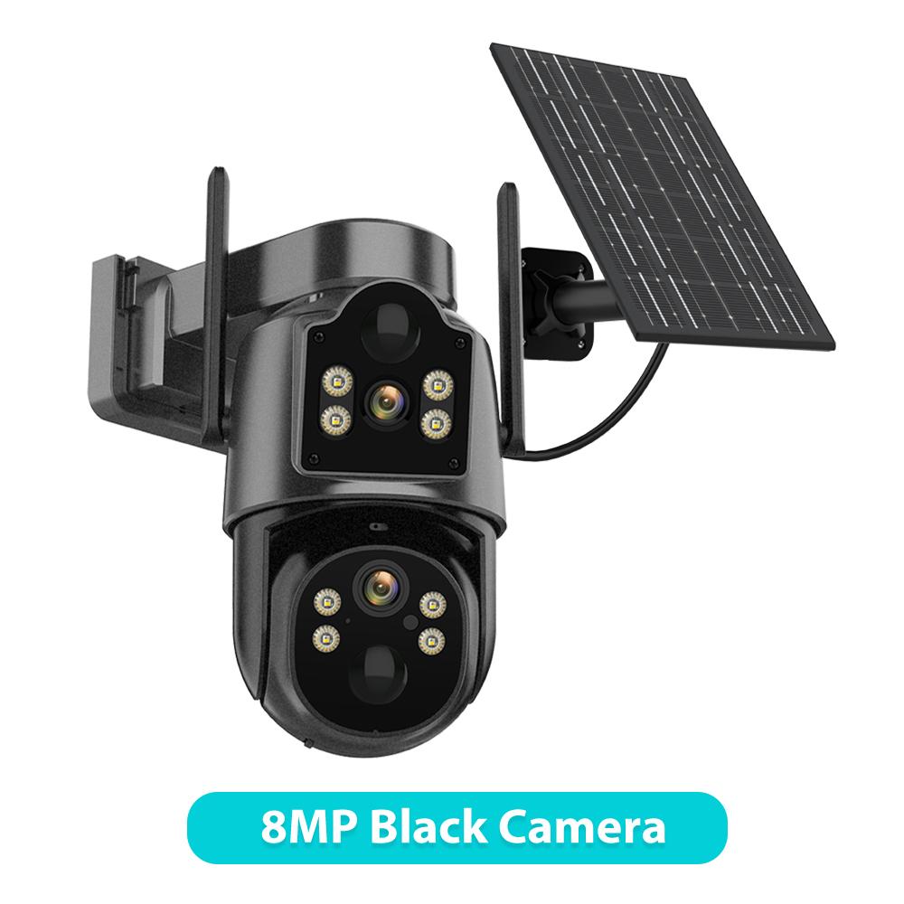4K 8MP Wireless Solar Camera Outdoor WiFi PTZ Camera Built-in Battery PIR Detection Video Surveillance Long Time Standby
