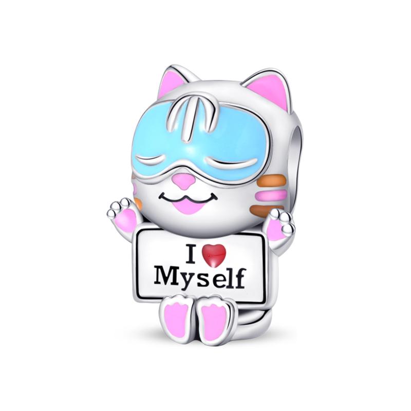 925 Серебряный Цвет Розовый Кролик Овца Кошка Собака Животное Подвески Бусины Подходит 3 мм 925 Браслеты Изящные DIY Украшения На День Рождения Сделать